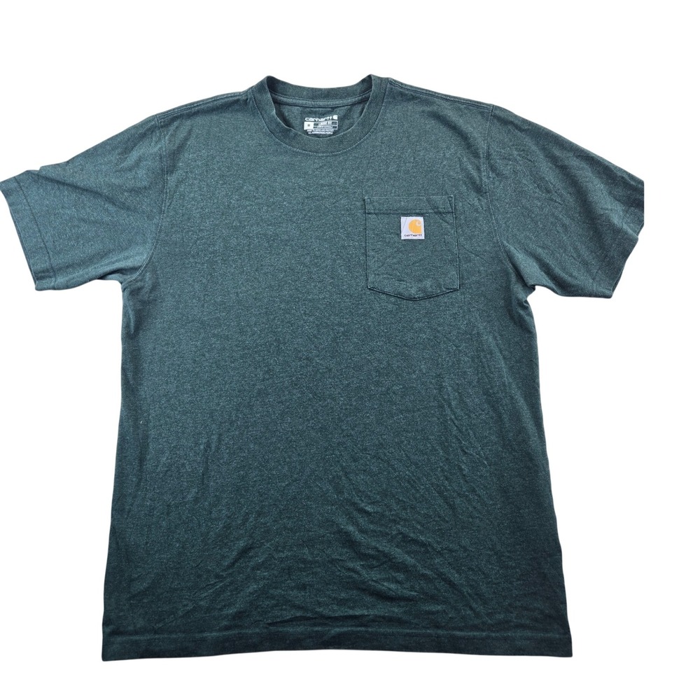 Carhartt T-Shirt Mens M Green K87 Pocket Loose Fit Short Sleeve Cotton Blend
